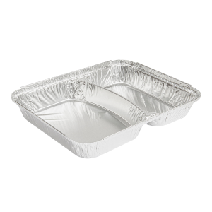 2-compartment silver aluminum container
